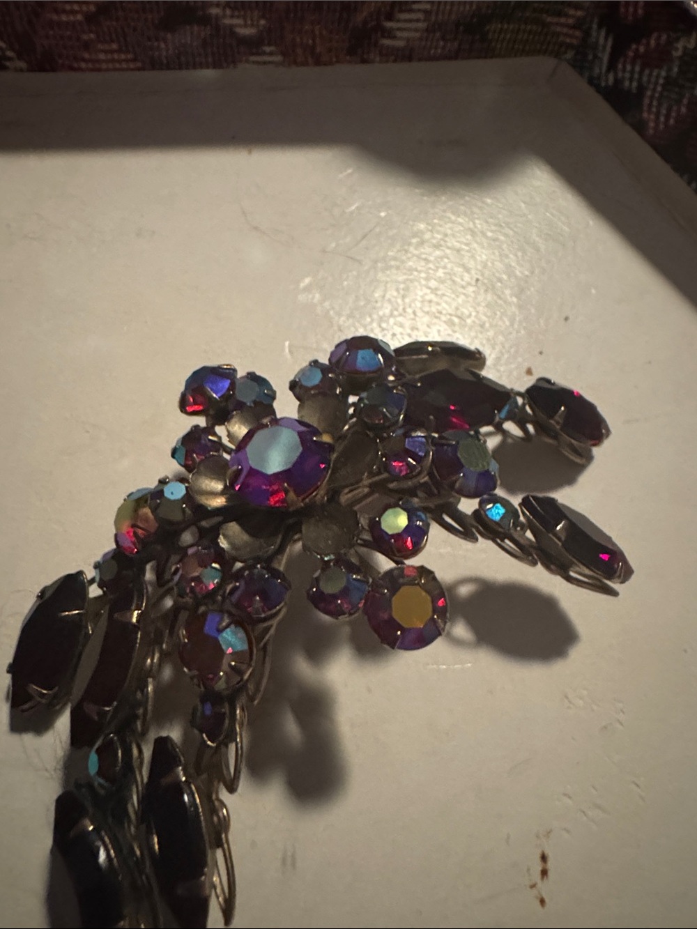 Iridescent Floral Crystal Brooch - Purple Aurora Accent